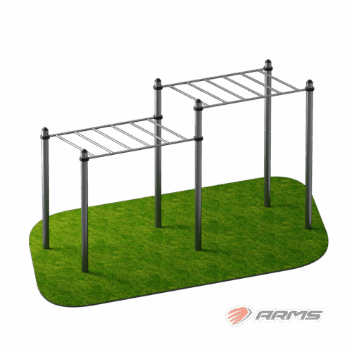 Рукоход двойной разноуровневый ARWOK0105, Стойки d 89 мм.