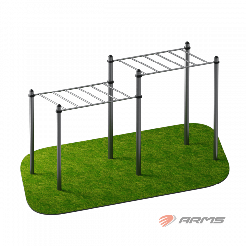 Рукоход двойной разноуровневый ARWOK0105, Стойки d 108 мм.