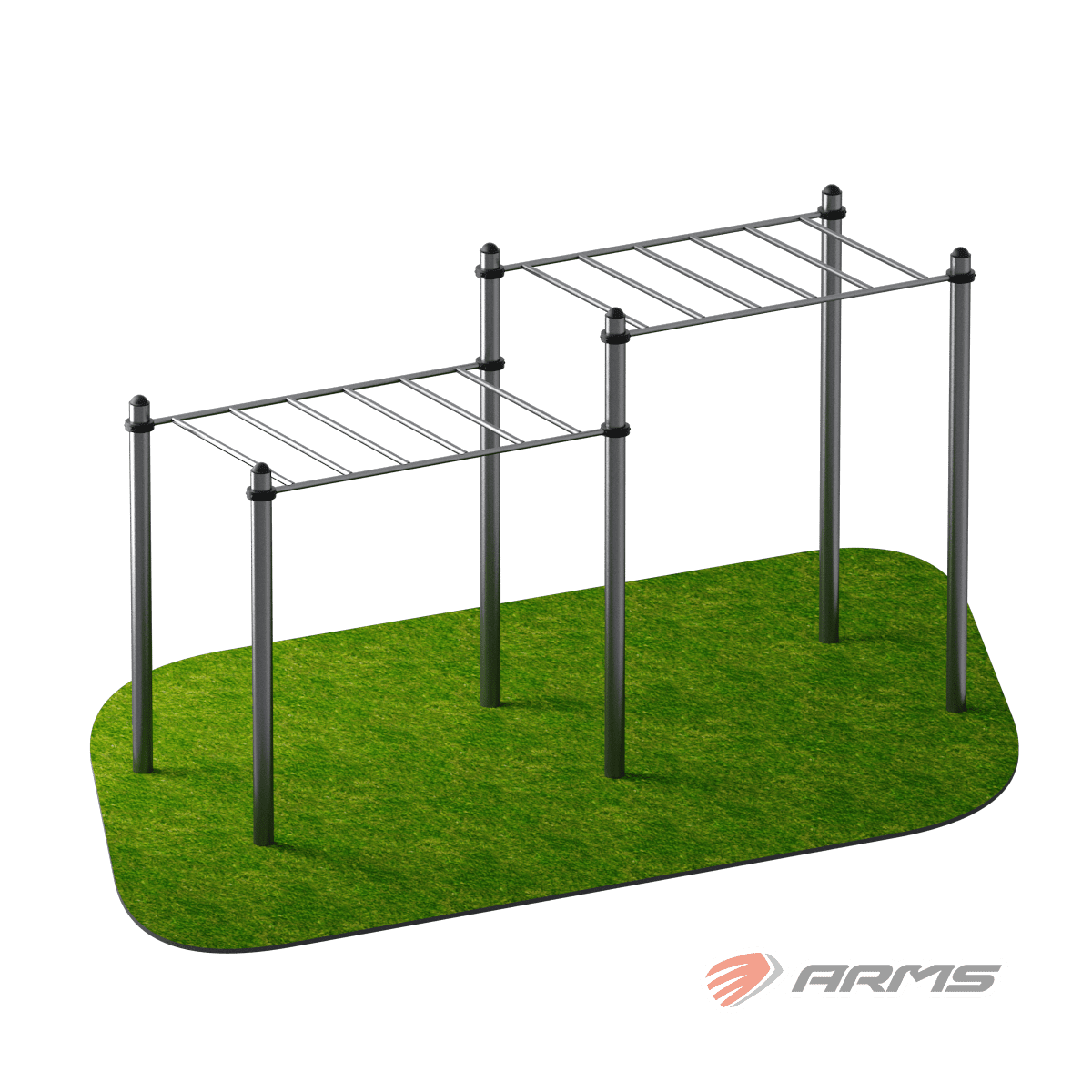 Рукоход двойной разноуровневый ARWOK0105, Стойки d 108 мм.