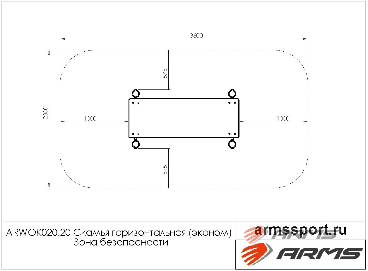 Скамья горизонтальная (эконом) ARWOK020.20, Стойки d 89 мм. — изображение 3