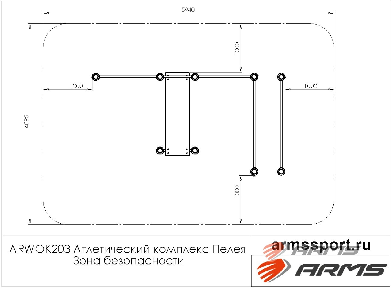 Атлетический комплекс Пелея ARWOK203, Стойки d 108 мм. — изображение 3