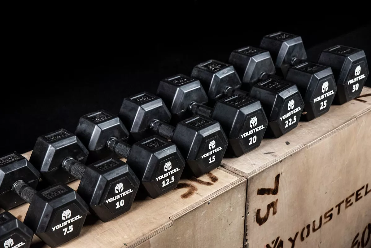 Гантели гексагональные обрезиненные YOUSTEEL 12.5 кг