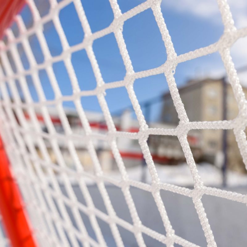 Сетка хоккей яч. 40*40 (1,25*1,85*1,30м) d=3,0мм, цвет белый ПА, (пара). — изображение 3