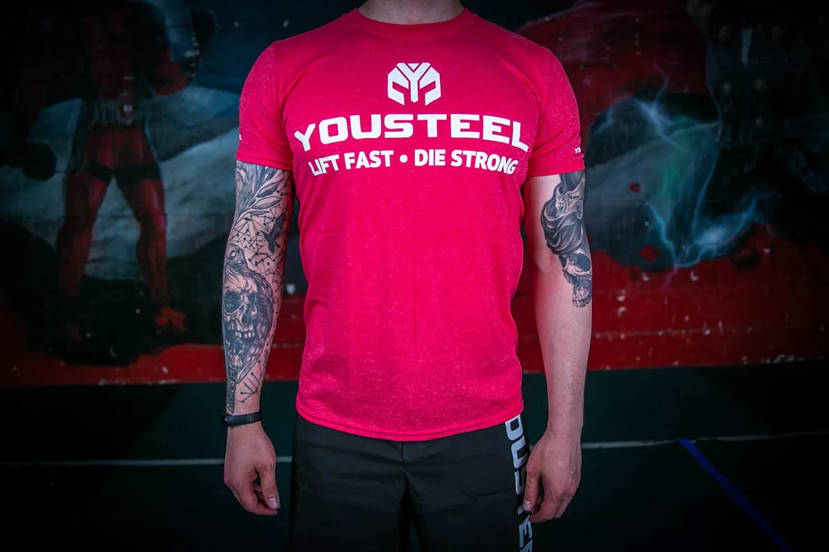 Футболка мужская YOUSTEEL TH, Красный меланж (HR), XXL