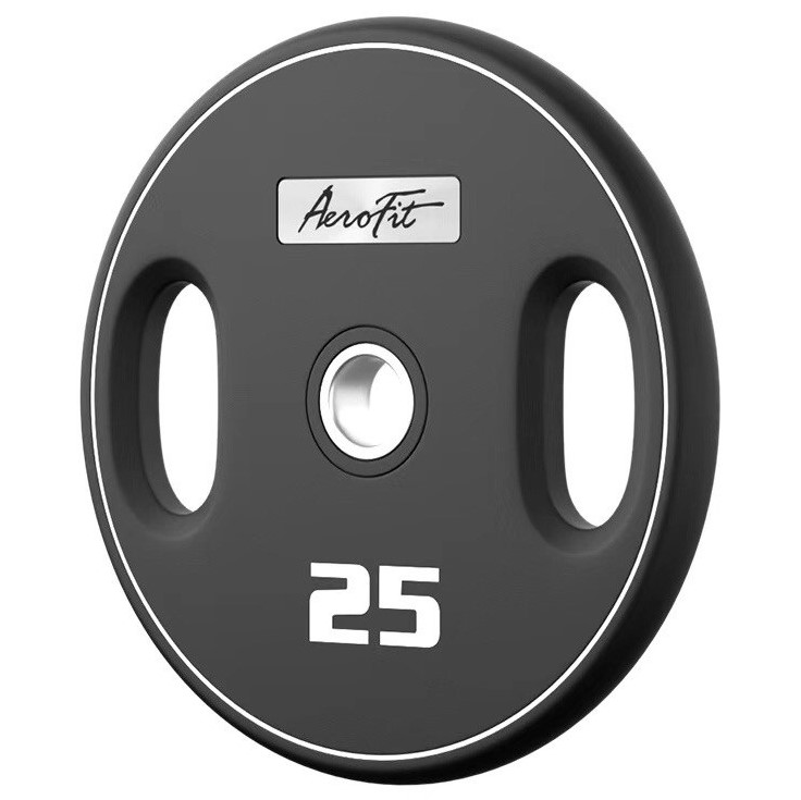AeroFit AFPUPLB25 олимпийский полиуретановый диск 25 кг, черный, с 2-мя хватами