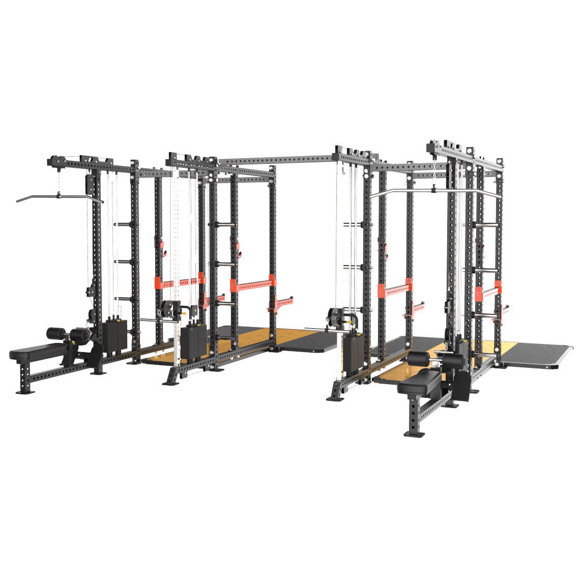 Impulse 3MS-01 две силовые рамы MS02 с опцией-стойкой для хранения дисков MS00 и помостами HSPCF35/MS32 соединенные между собой перекладиной