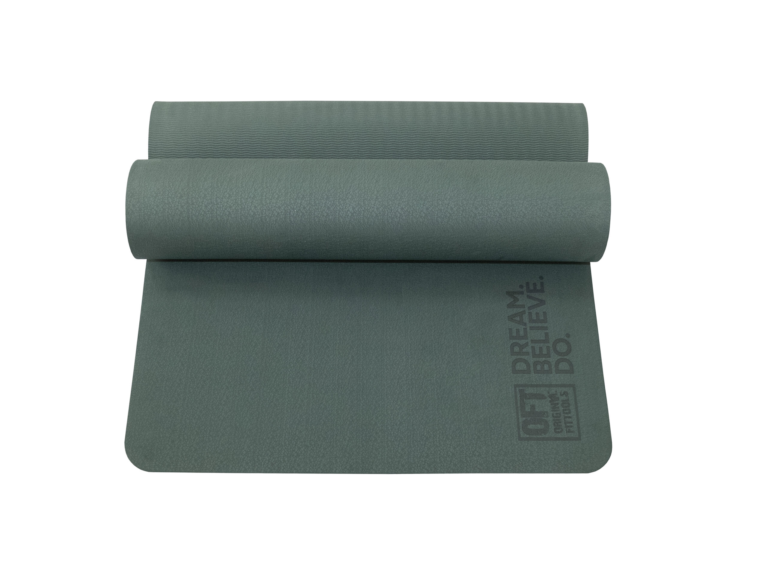 Коврик для йоги и фитнеса 185 х 80 см толщина 8 мм TPE темно-зеленый