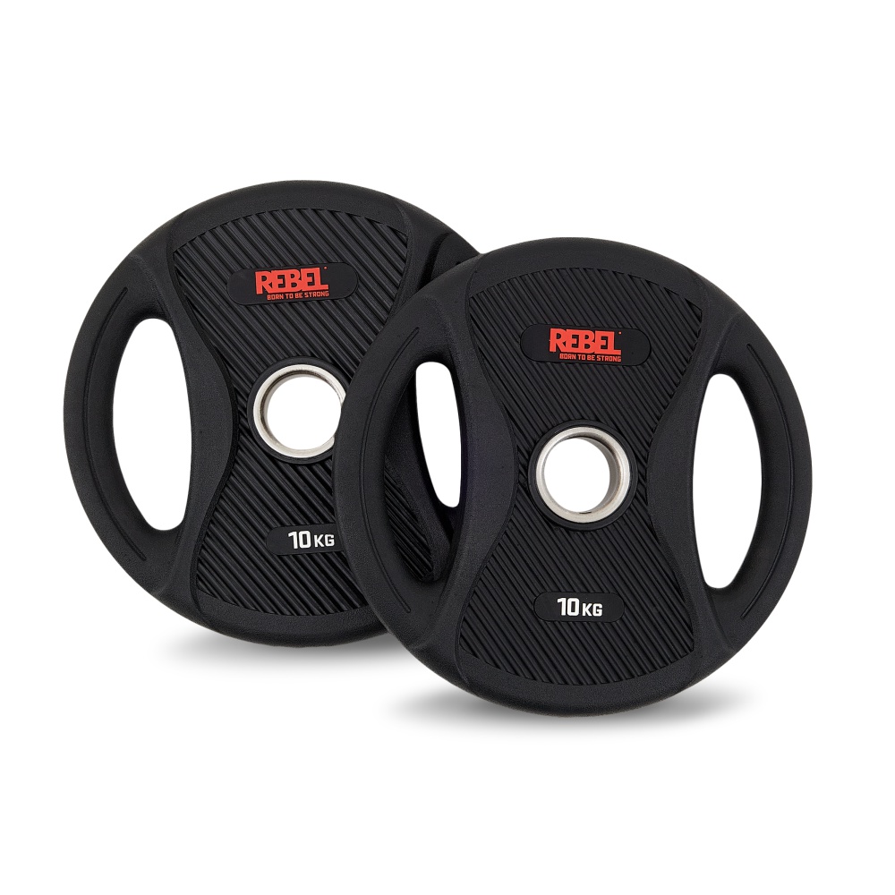 Диски олимпийские обрезиненные с двумя хватами 10 кг REBEL (пара)